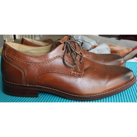 Johnston & Murphy Brown Leather Dark Burnished Toe Oxford Dress Shoes Mens 9M main image 6